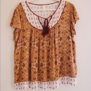 Printed Peasant Top